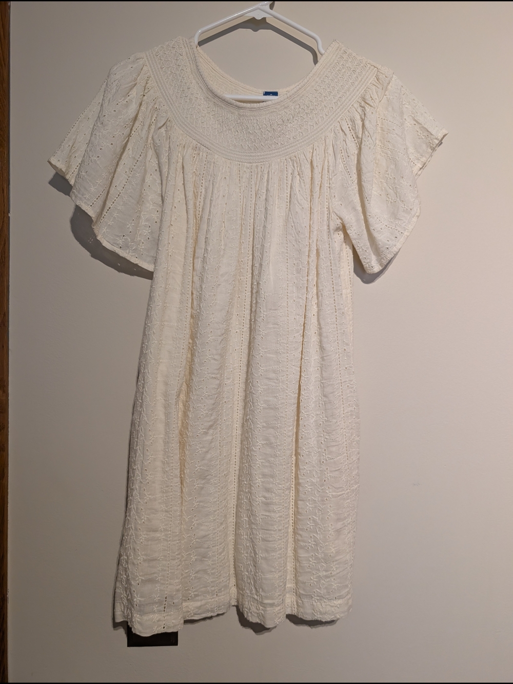 Old Navy Cream Eyelet Puff-Sleeve Midi Dress
